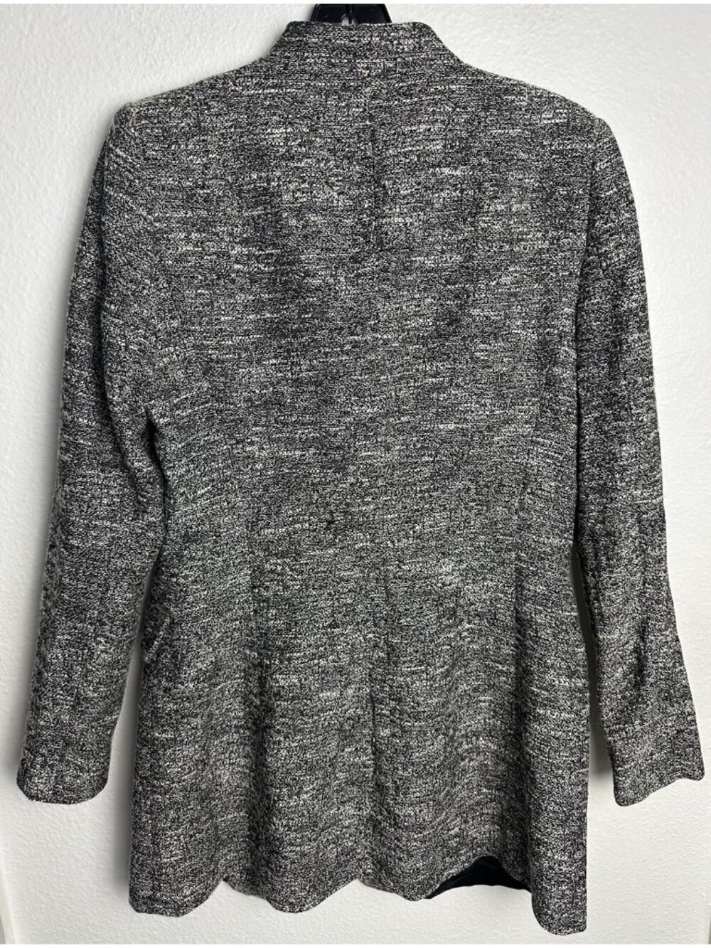 Zara Basic Gray Tweed Jacket Asymmetric Collar Coat Women's Size M - Picture 3 of 11